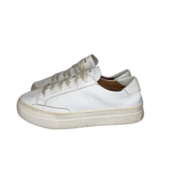 Soludos Ibiza Size 7.5 Women's White Leather Lace Up Sneaker Platform - Picture 2 of 9